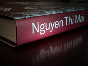 Side view of Nguyen Thi Mai's art book